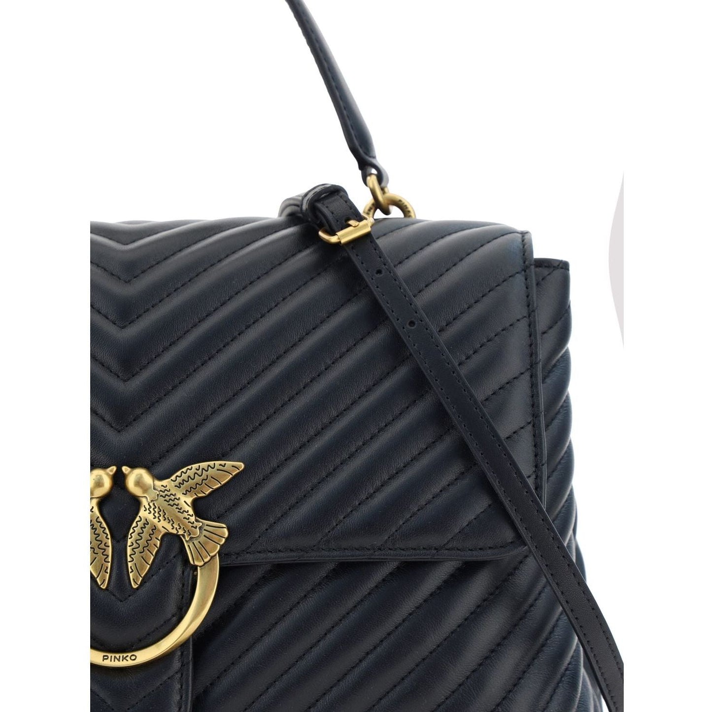 PINKO Elegant Black Calf Leather Handbag black-calf-leather-love-lady-handbag