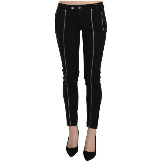 Dolce & Gabbana Chic Black Low Waist Slim Fit Skinny Jeans black-low-waist-zipper-cropped-skinny-denim-pants