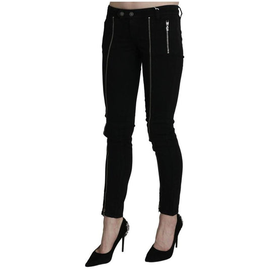 Dolce & Gabbana Chic Black Low Waist Slim Fit Skinny Jeans black-low-waist-zipper-cropped-skinny-denim-pants