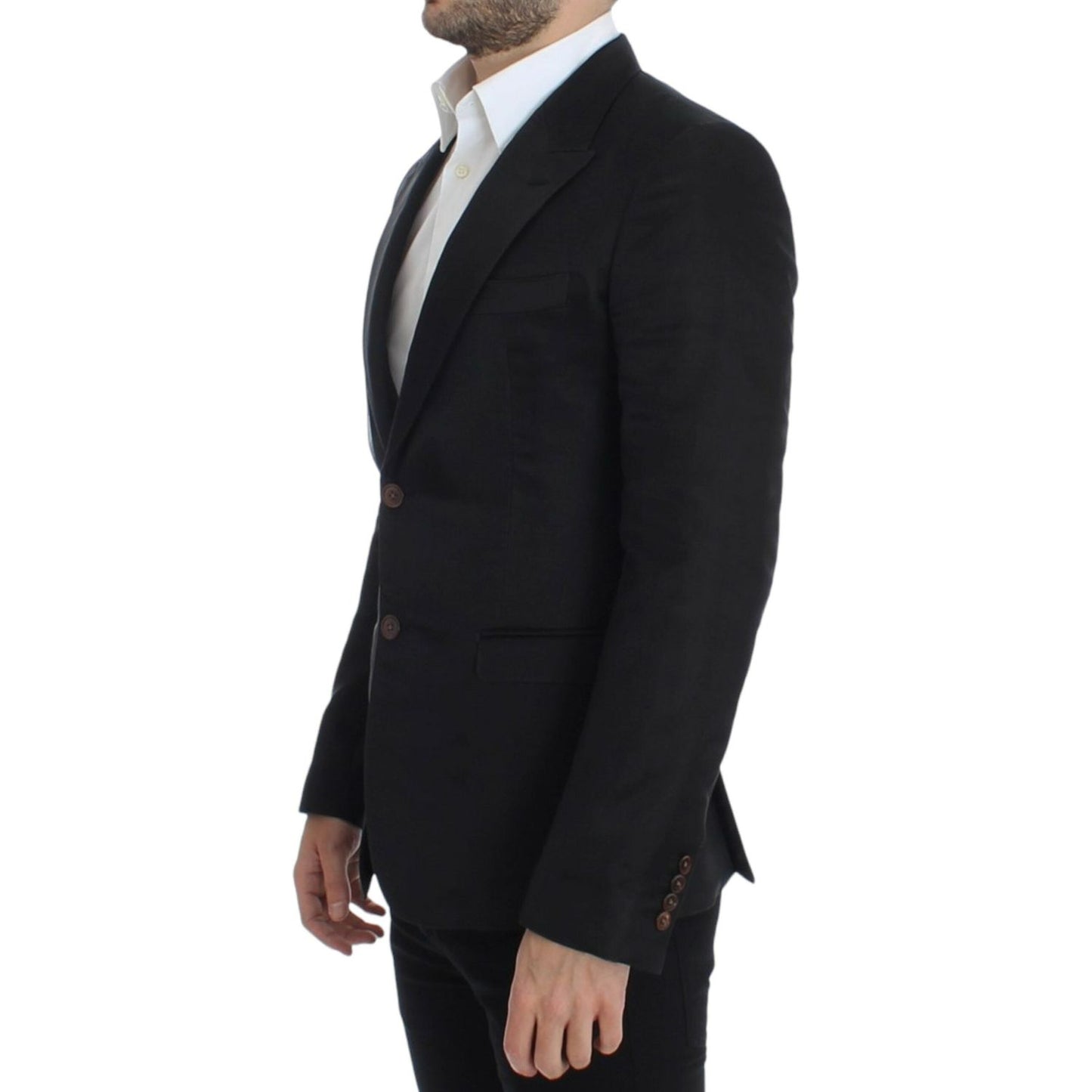 Dolce & Gabbana | Black silk slim fit blazer| McRichard Designer Brands   