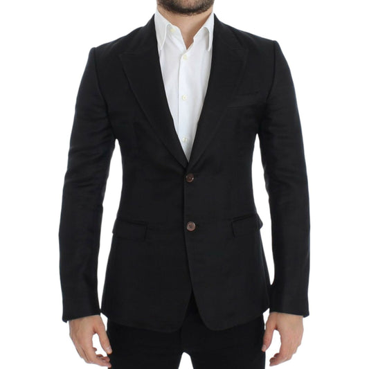 Dolce & Gabbana Elegant Black Silk Blend Two-Button Blazer black-silk-slim-fit-blazer