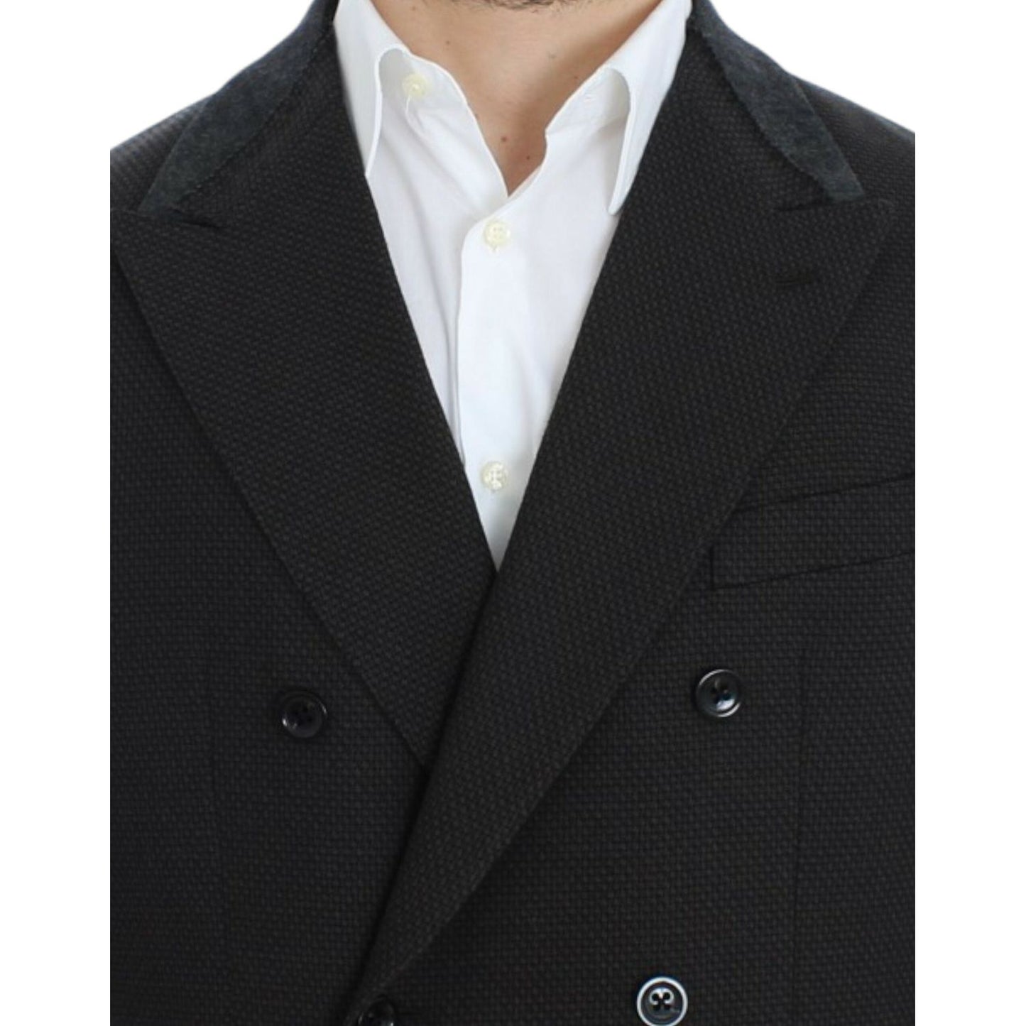 Dolce & Gabbana Elegant Slim Fit Double Breasted Blazer brown-wool-slim-fit-blazer