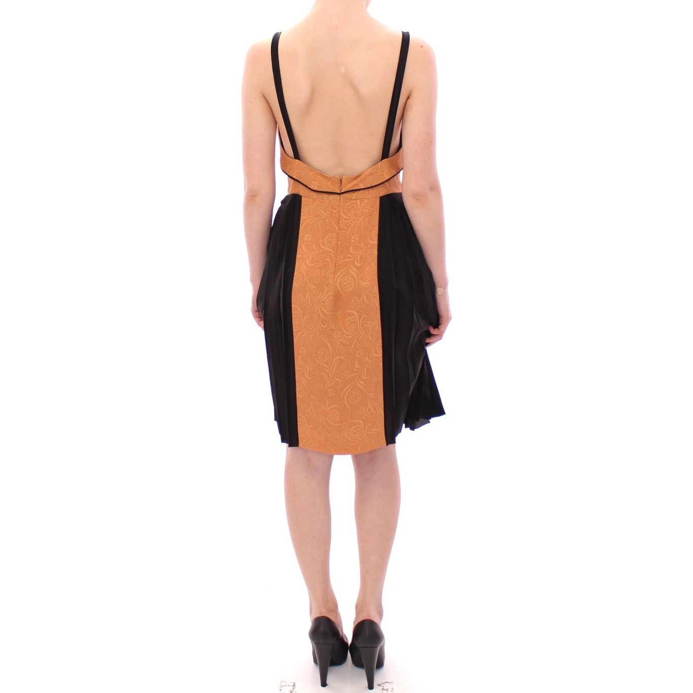 FILOS Silk Bronze & Black Sleeveless Sheath Dress Dresses black-bronze-silk-sleeveless-above-sheath-dress