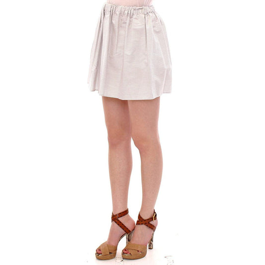 Andrea Incontri Chic White Mini Skirt - Elegant & Timeless white-cotton-checkered-stretch-skirt
