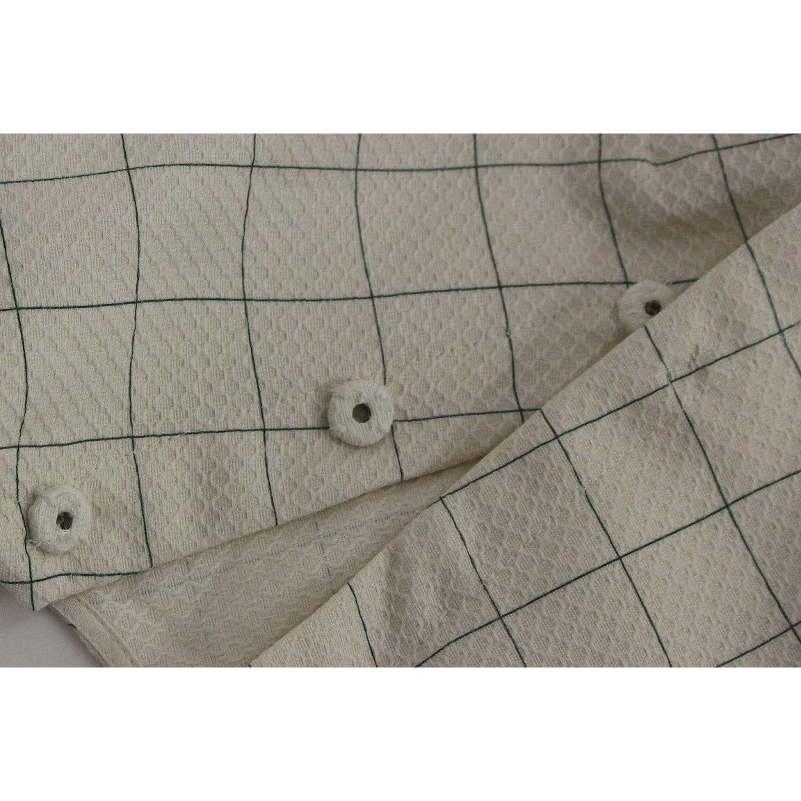 Andrea Incontri Chic White Sleeveless Cotton Shirt Top white-cotton-checkered-shirt-top 148803-white-cotton-checkered-shirt-top-4.jpg