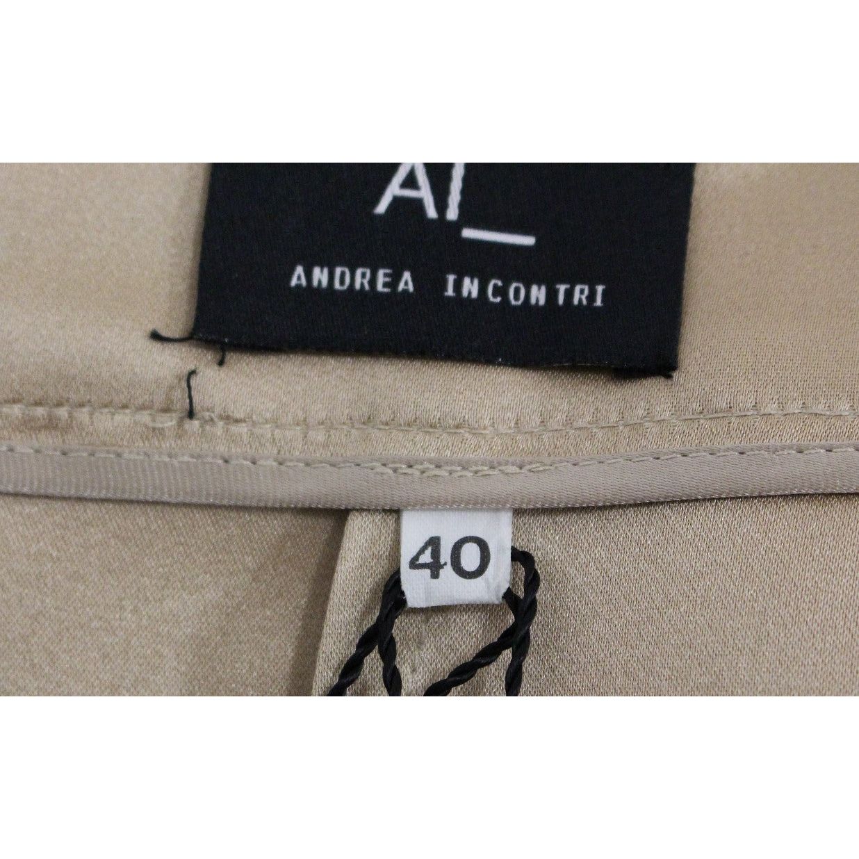 Andrea Incontri Elegant Silk Pleated Knee-Length Skirt brown-silk-solid-mini-pleated-skirt