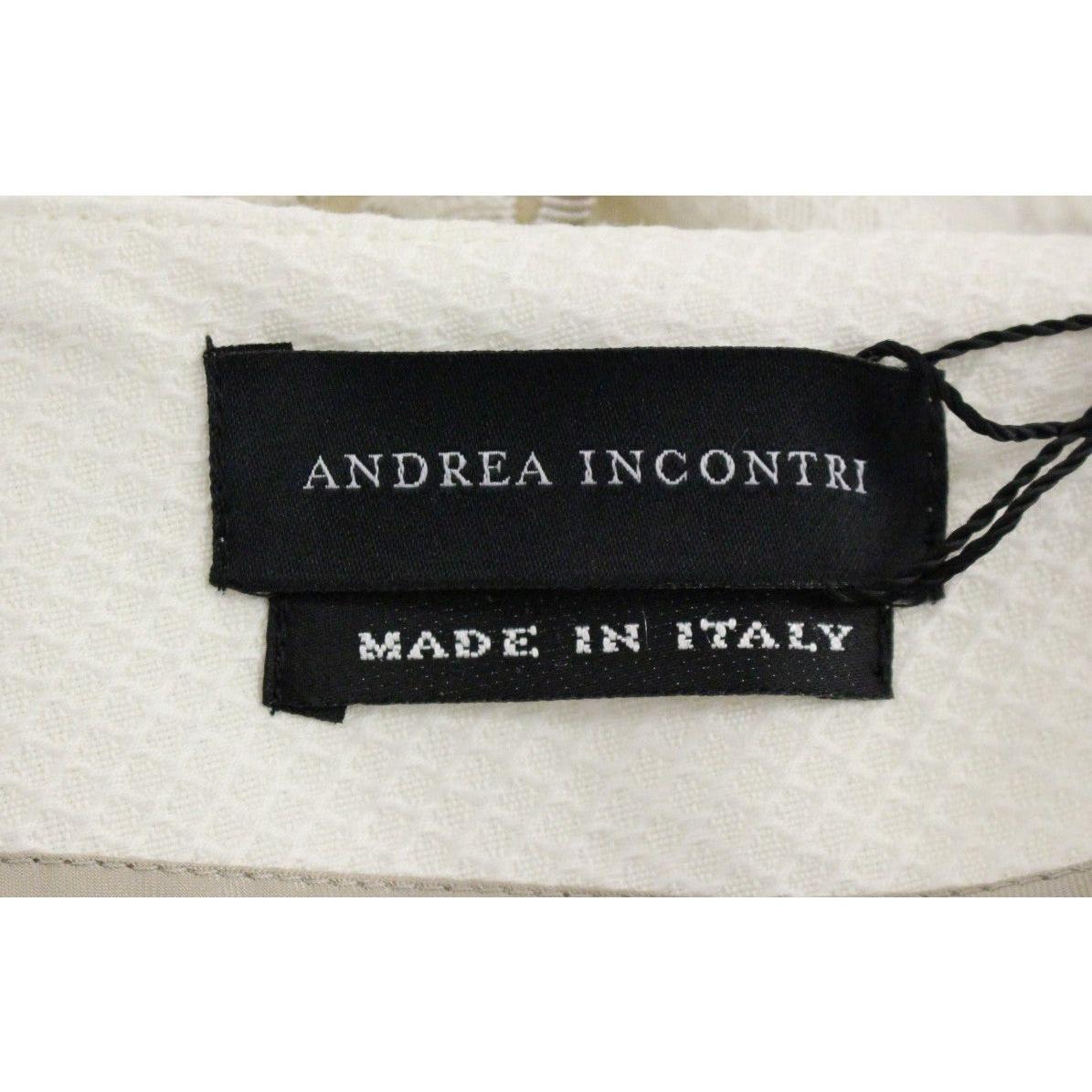 Andrea Incontri Elegant White Floral Pencil Skirt white-cotton-floral-embroidery-skirt