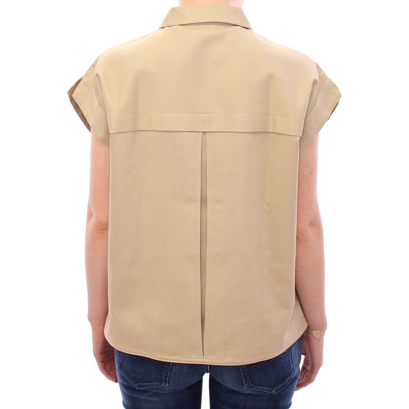 Andrea Incontri Sleeveless Beige Cotton Tank Top with Brooches beige-sleeveless-blouse-top-1 149442-beige-sleeveless-blouse-top-2-2.jpg
