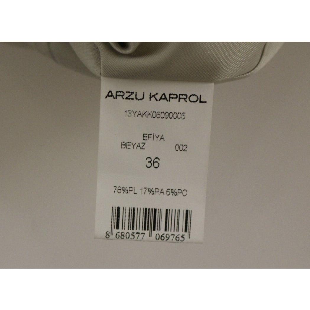 Arzu Kaprol Elegant Pencil Skirt in White and Gray Tones white-acrylic-straight-pencil-skirt