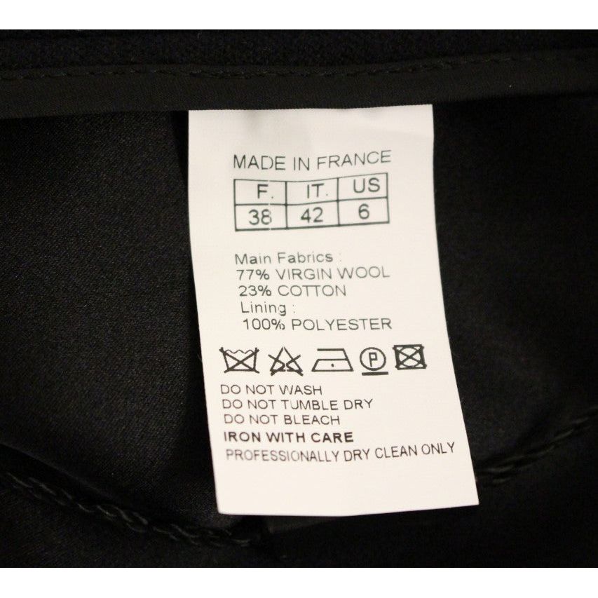 Corrado De Biase Elegant Black Wool-Cotton Blend Skirt black-metal-buttons-cotto-wool-skirt
