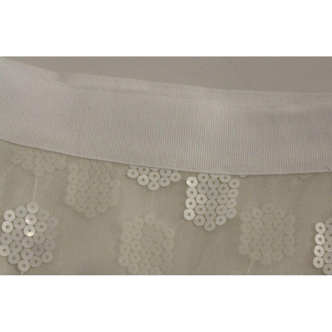 Koonhor Elegant Sequined Pencil Skirt - Pristine White white-sequined-straight-pencil-skirt