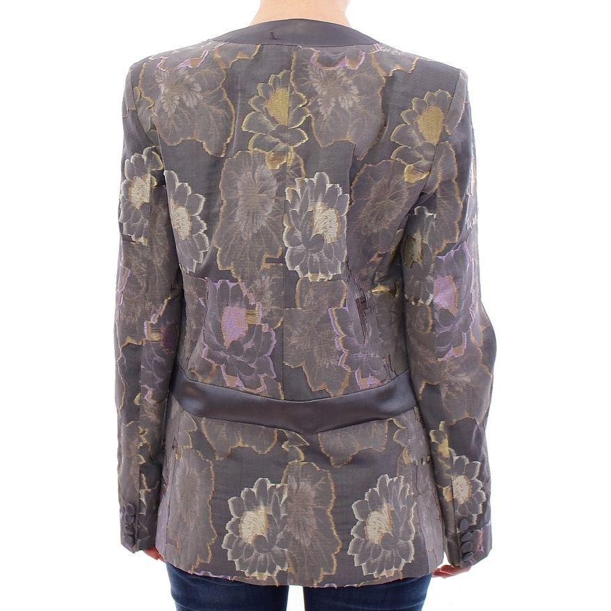 Roberto Fragata Chic Silk Floral One-Button Blazer Blazer Jacket multicolor-silk-floral-cotton-blazer 150959-multicolor-silk-floral-cotton-blazer-2.jpg
