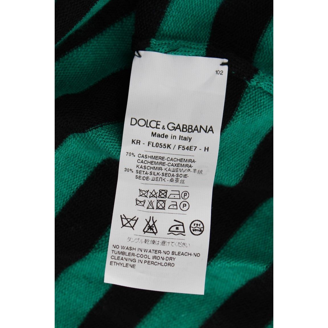 Dolce & Gabbana Elegant Striped Cashmere Silk Sweater green-black-silk-cashmere-sweater 178844-green-black-silk-cashmere-sweater-6.jpg