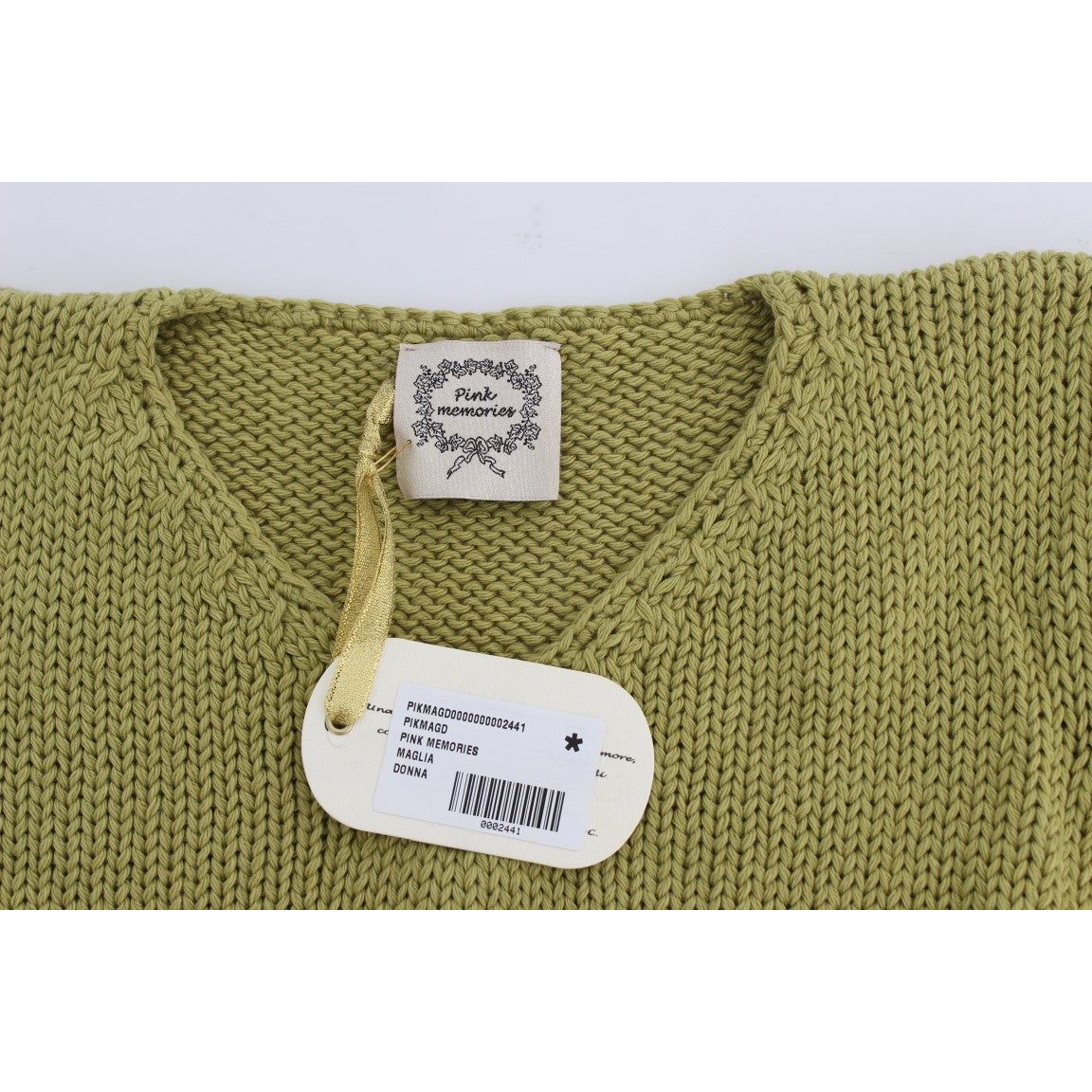 PINK MEMORIES Elegant Green Sleeveless Vest Sweater green-cotton-blend-knitted-sleeveless-sweater