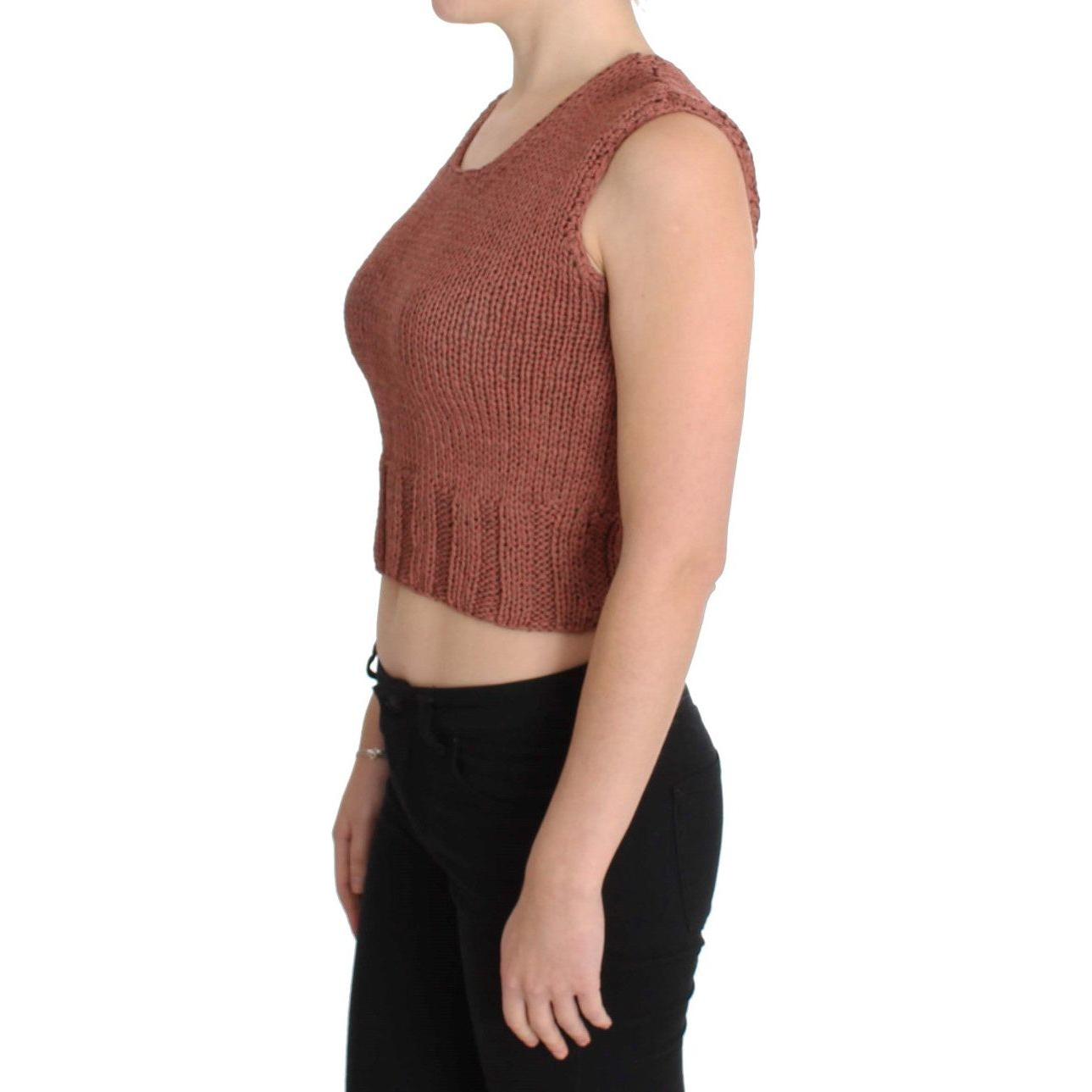 PINK MEMORIES Chic Red Sleeveless Knit Vest Sweater red-cotton-blend-knitted-sleeveless-sweater