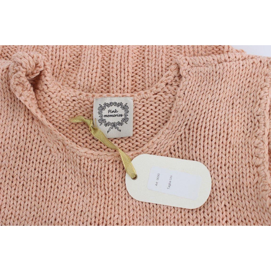 PINK MEMORIES Elegant Pink Knitted Sleeveless Vest Sweater pink-cotton-blend-knitted-sleeveless-sweater 179269-pink-cotton-blend-knitted-sleeveless-sweater-4.jpg
