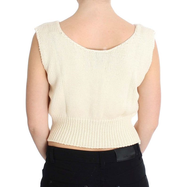 PINK MEMORIES Beige Sleeveless Knit Vest Sweater beige-cotton-blend-knitted-sleeveless-sweater-1 179285-beige-cotton-blend-knitted-sleeveless-sweater-2-2.jpg