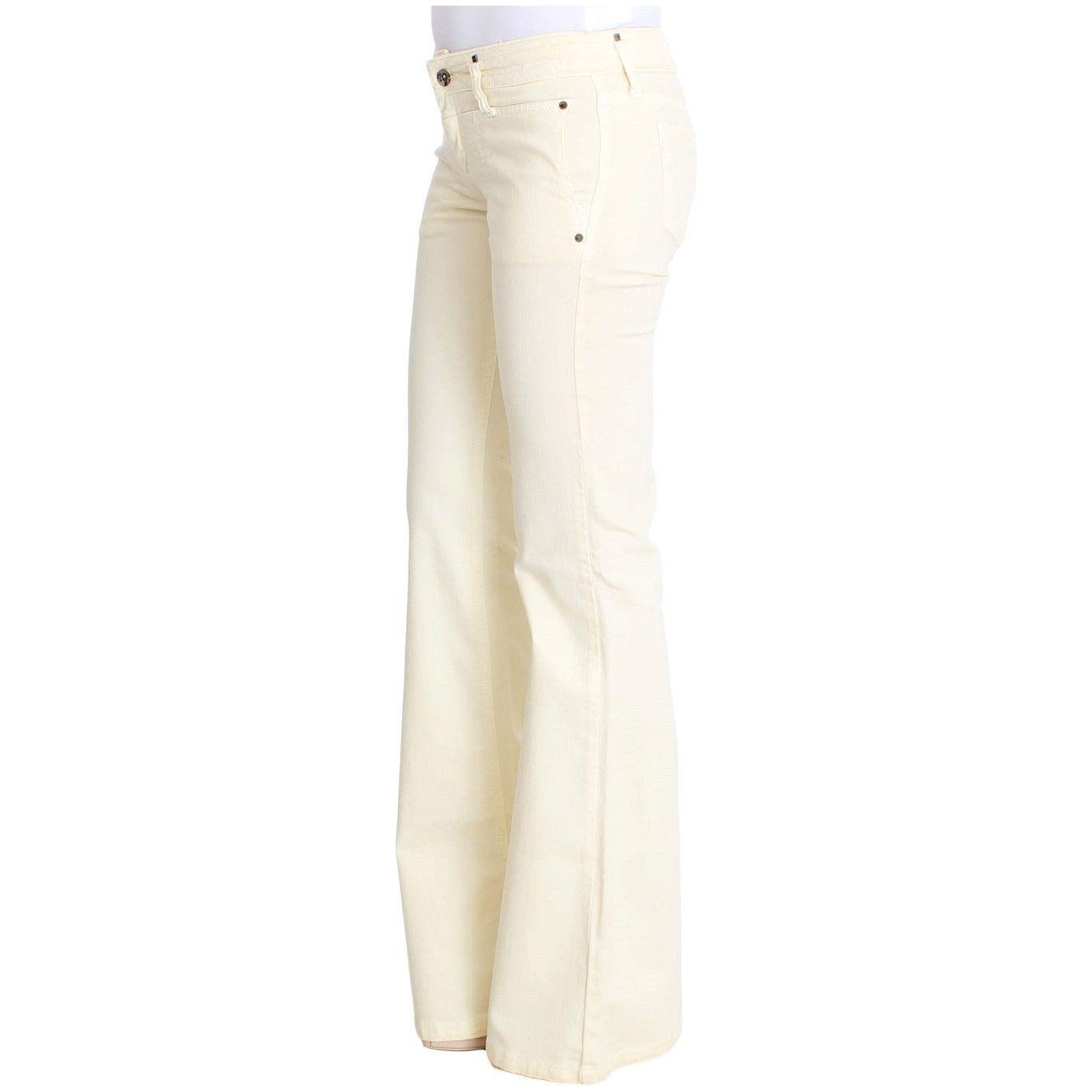 Costume National Chic Off-White Flared Designer Jeans white-cotton-stretch-flare-jeans