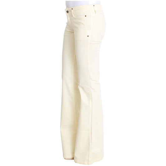 Costume National Chic Off-White Flared Designer Jeans white-cotton-stretch-flare-jeans 179693-white-cotton-stretch-flare-jeans-1.jpg