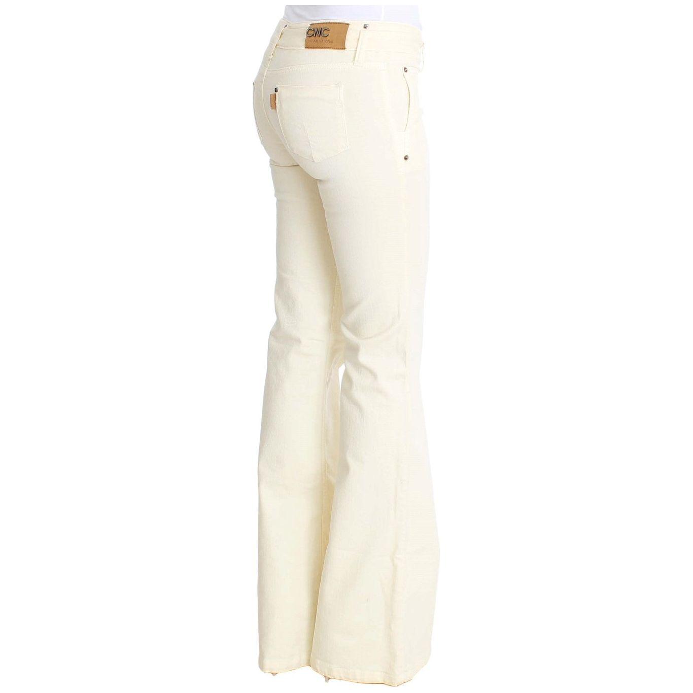 Costume National Chic Off-White Flared Designer Jeans white-cotton-stretch-flare-jeans
