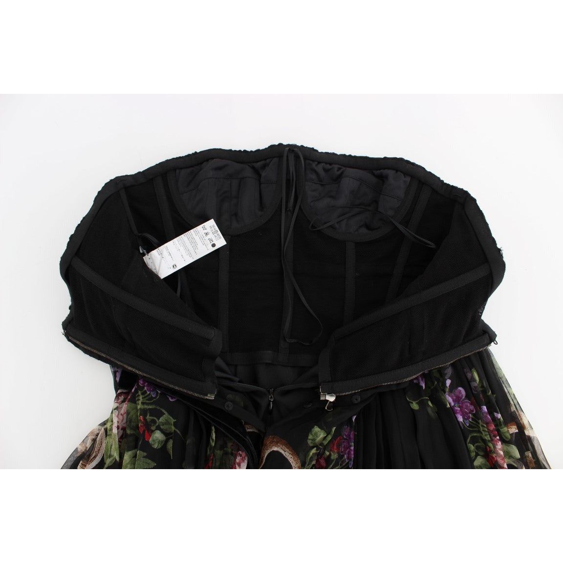 Dolce & Gabbana Multicolor Rose & Key Print Maxi Dress with Crystal WOMAN DRESSES black-key-print-silk-crystal-brooch-dress 180939-black-key-print-silk-crystal-brooch-dress-5.jpg