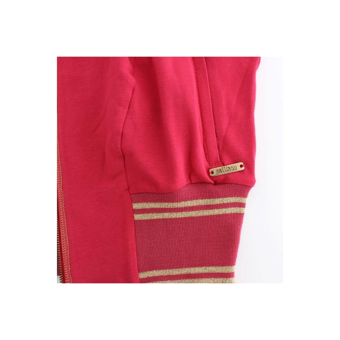 John Galliano Elegant Pink Zip Cardigan with Logo Detailing pink-mock-zip-cardigan-sweatshirt-sweater