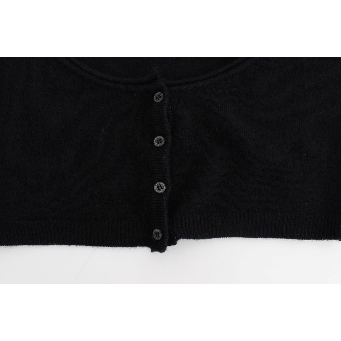 Ermanno Scervino Chic Cropped Black Wool-Cashmere Sweater black-cashmere-cardigan-sweater