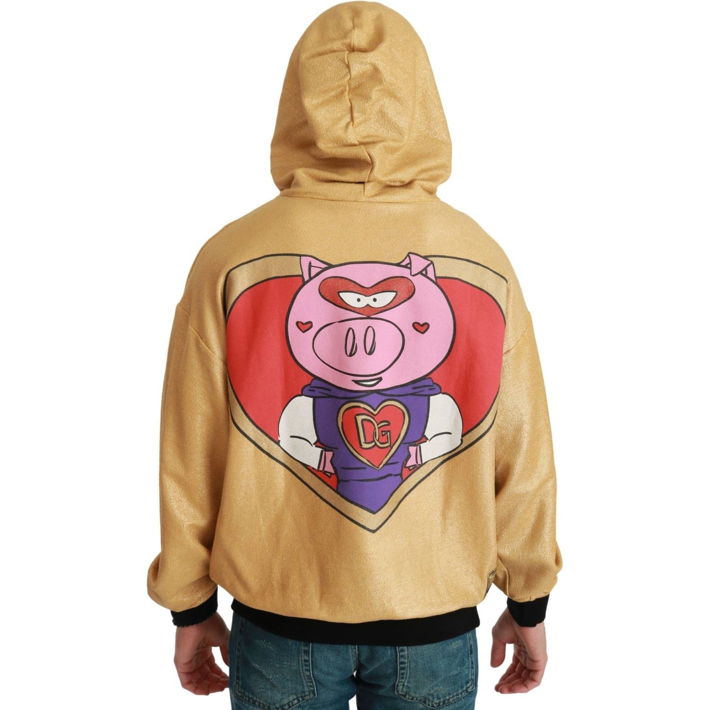Dolce & Gabbana Exquisite Gold Hooded Cotton Sweater gold-pig-of-the-year-hooded-sweater