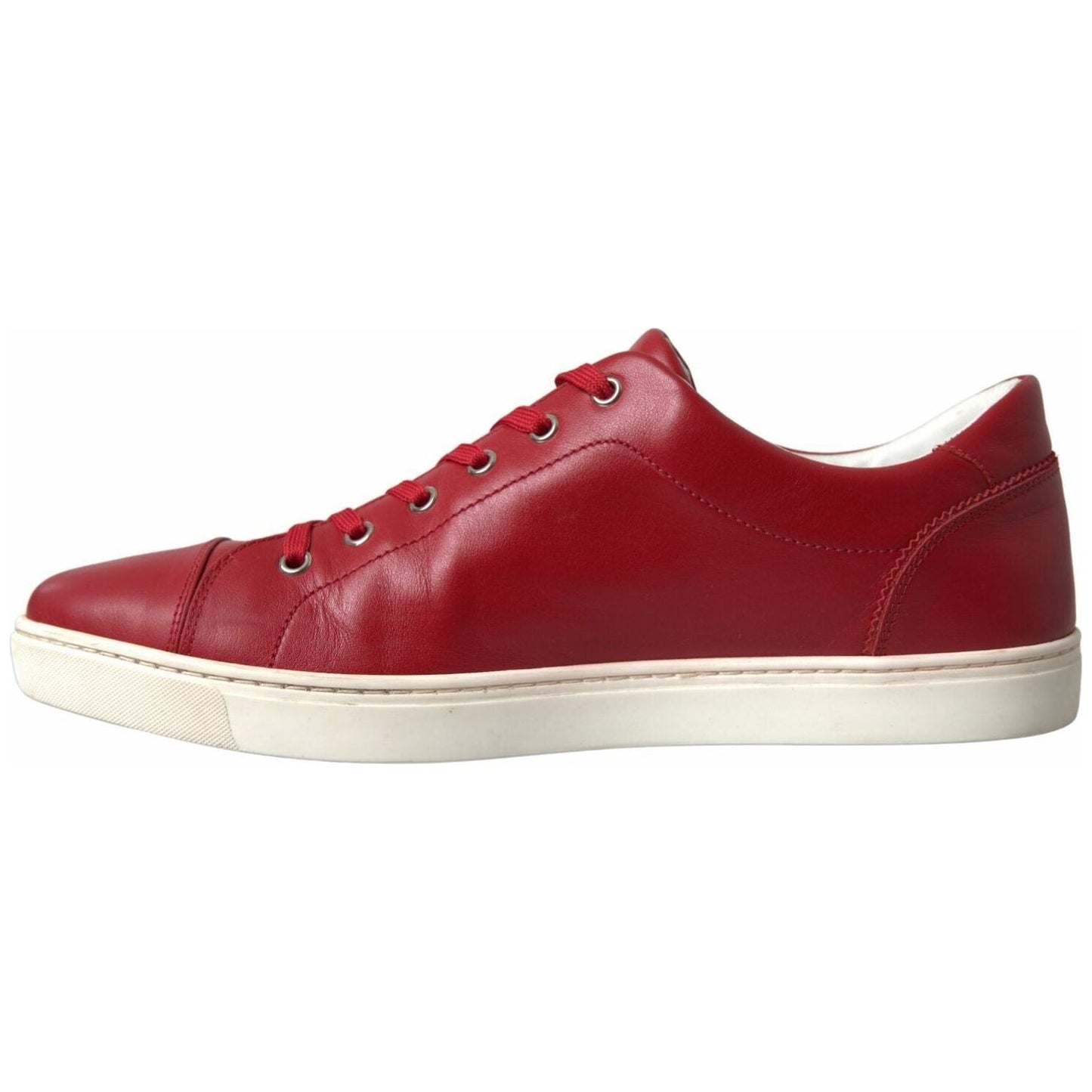 Dolce & Gabbana Elegant Red Leather Low Top Sneakers shoes-red-portofino-leather-low-top-mens-sneakers