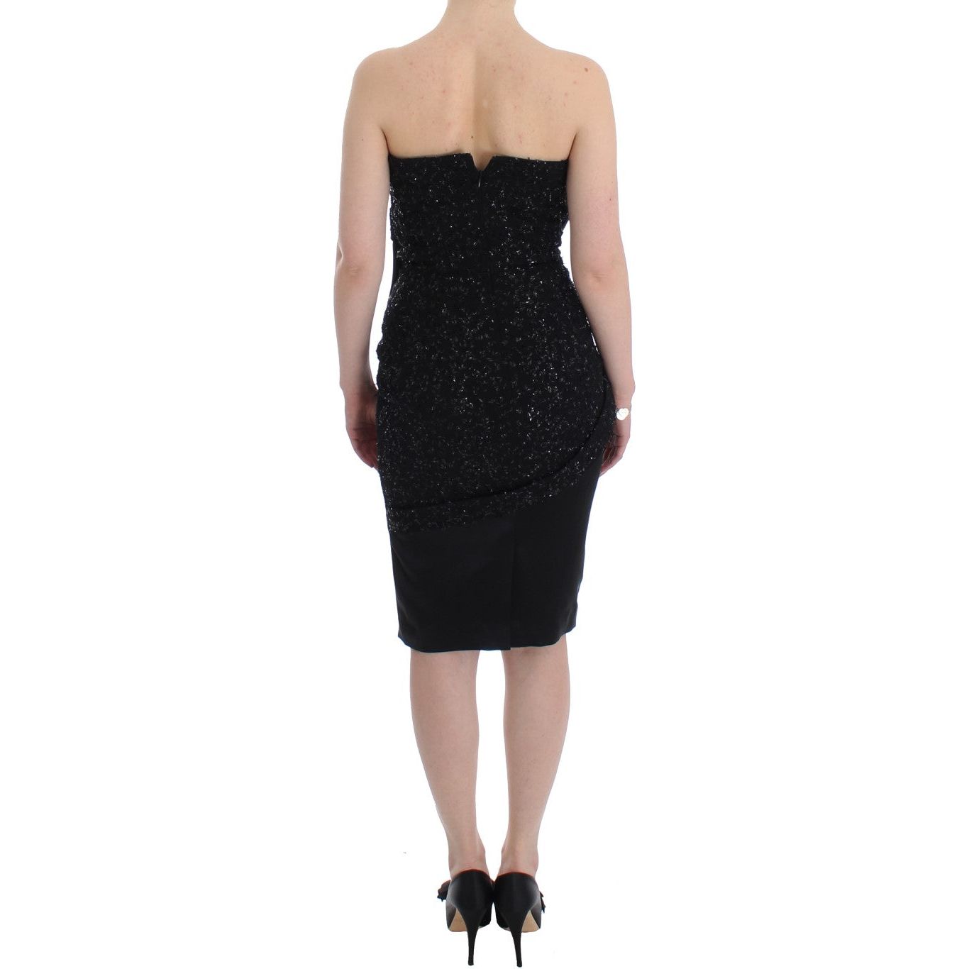 Masha Ma Elegant Strapless Black Dress black-strapless-embellished-pencil-dress