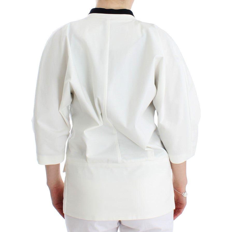 Andrea Pompilio Chic White Cotton Blend Blazer white-cotton-blend-oversized-blazer-jacket Blazer Jacket