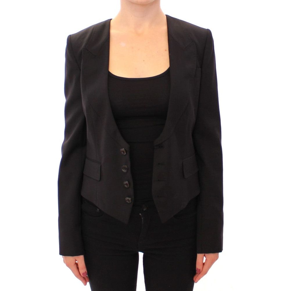Dolce & Gabbana Elegant Silk-Blend Black Blazer with Scarf Back Detail black-silk-scarf-back-blazer-jacket Blazer jacket 217019-black-silk-scarf-back-blazer-jacket-4.jpg