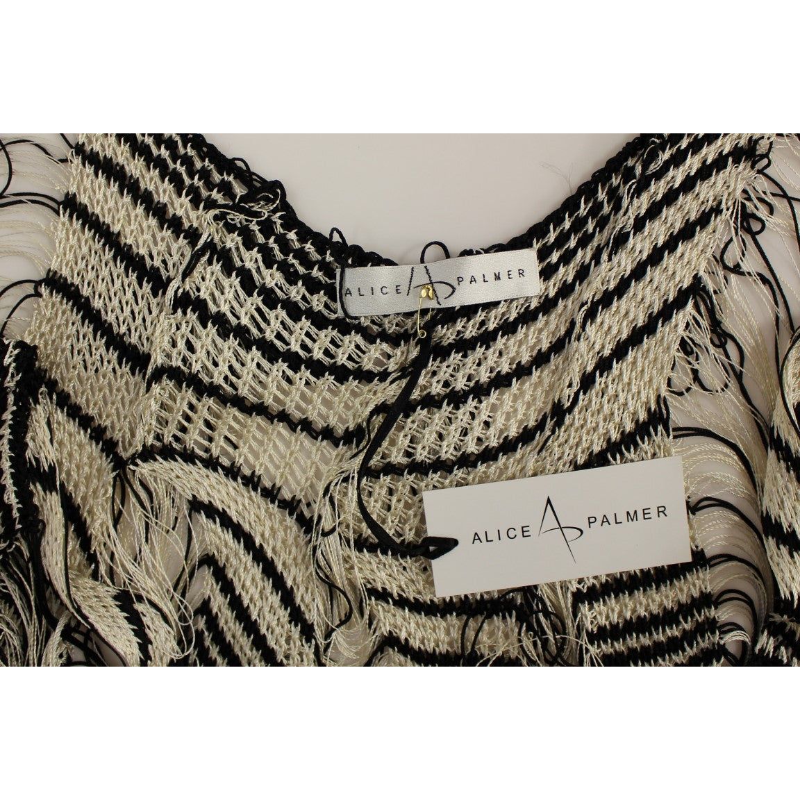 Alice Palmer Black and White Knitted Artisan Dress Dresses black-chainette-knit-striped-assymetrical-dress 219175-black-chainette-knit-striped-assymetrical-dress-3.jpg
