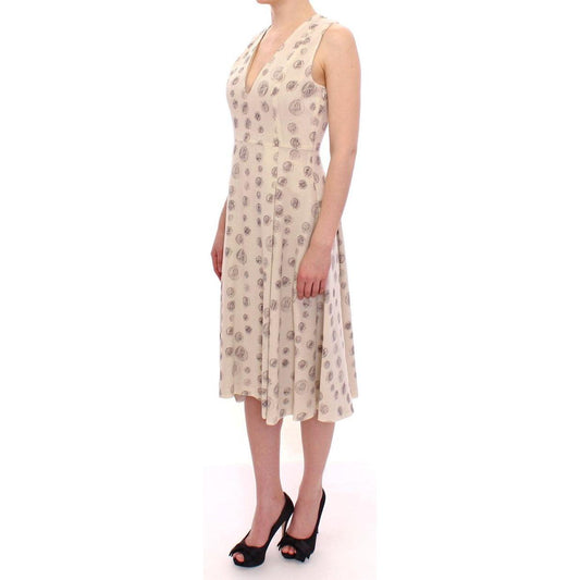 Andrea IncontriElegant White Wool Shift Dress with Gray PrintMcRichard Designer Brands£259.00