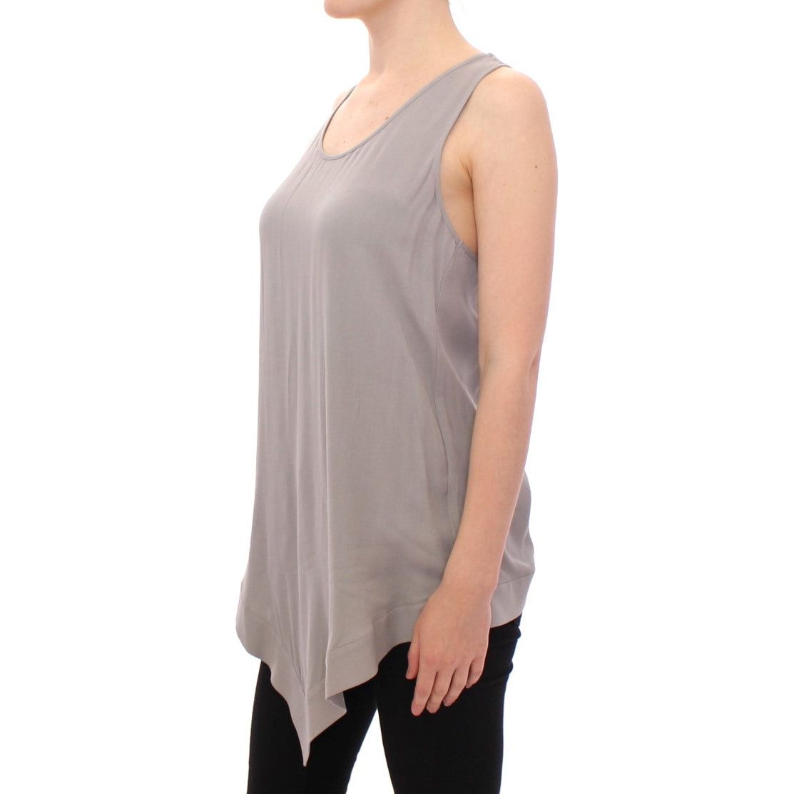 Comeforbreakfast Elegant Gray Viscose Top – Timeless Style gray-viscose-tank-top-shirt-blouse
