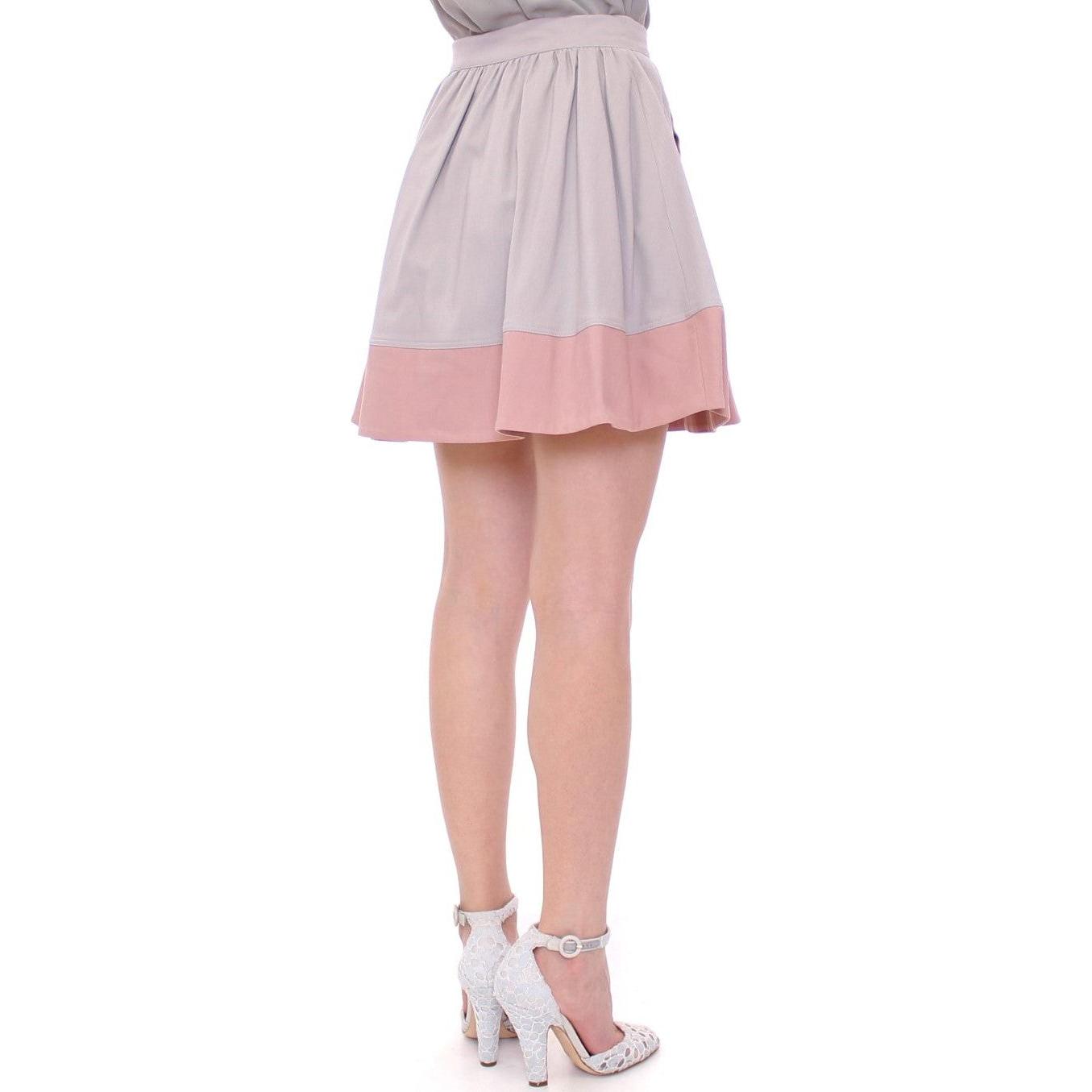 Comeforbreakfast Sleek Pleated Mini Skirt in Pink and Gray pink-gray-mini-short-pleated-skirt