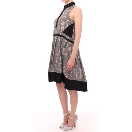 Comeforbreakfast Elegant Silk A-Line Dress in Multicolor black-gray-silk-a-line-shift-dress 219815-black-gray-silk-line-shift-dress-1.jpg