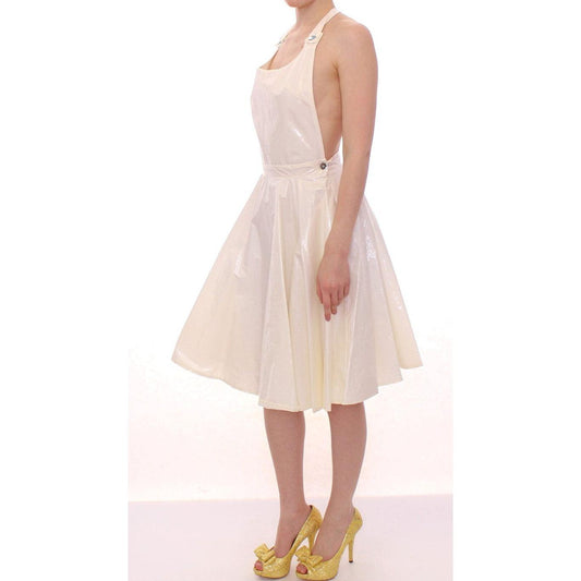 Licia Florio Elegant White Tea Halterneck Dress white-halterneck-knee-length-tea-dress 220056-white-halterneck-knee-length-tea-dress-1.jpg
