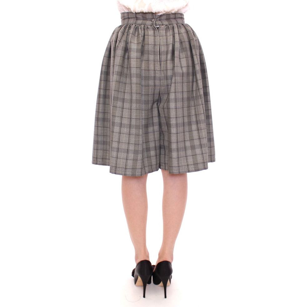 NOEMI ALEMÁN Elegant Gray Checkered Wool Shorts Skirt gray-checkered-wool-shorts-skirt
