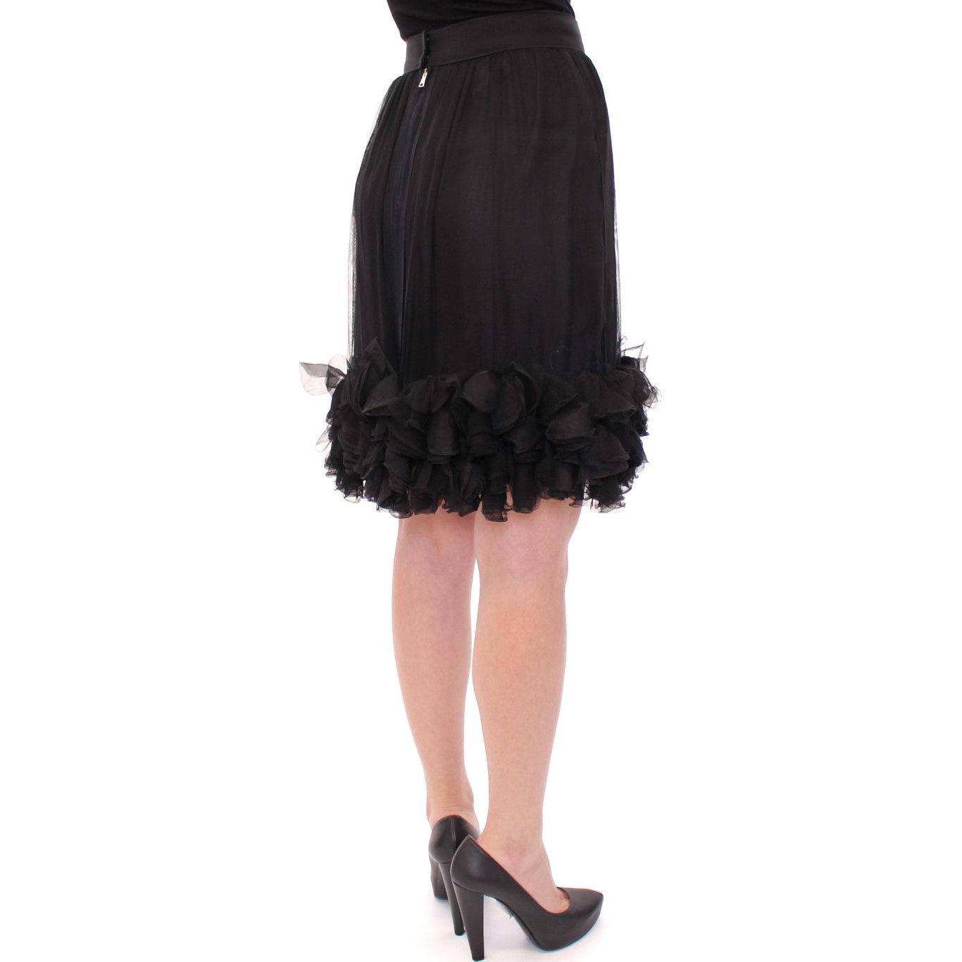 Dolce & Gabbana Elegant Silk Black Skirt for Evenings black-silk-transparent-above-knees-skirt