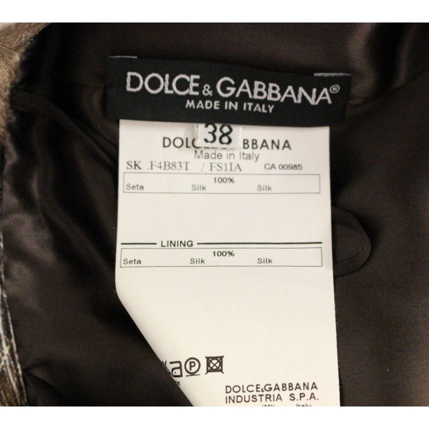 Dolce & Gabbana Elegant Floral Silk Full Skirt brown-floral-silk-straight-full-skirt