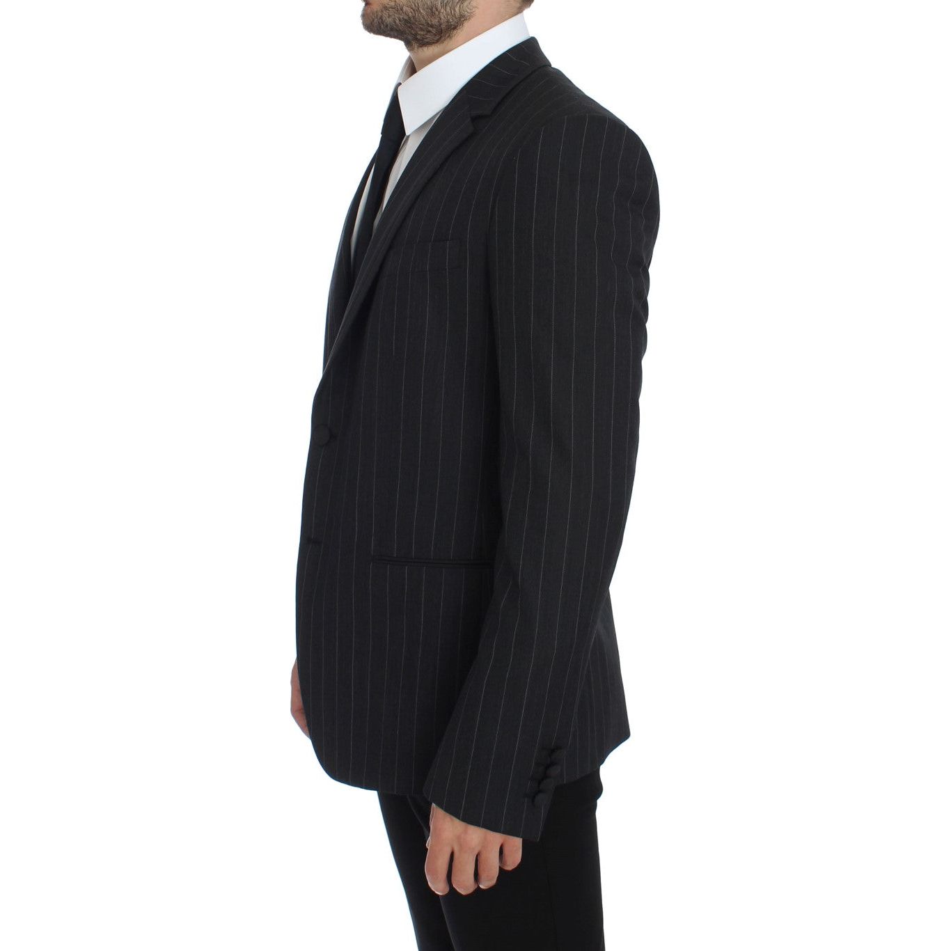 Dolce & Gabbana Chic Gray Striped Wool Blazer Jacket gray-striped-slim-fit-wool-blazer 223272-gray-striped-slim-fit-wool-blazer-1.jpg