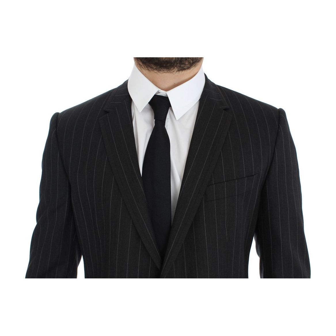 Dolce & Gabbana Chic Gray Striped Wool Blazer Jacket gray-striped-slim-fit-wool-blazer 223272-gray-striped-slim-fit-wool-blazer-2.jpg