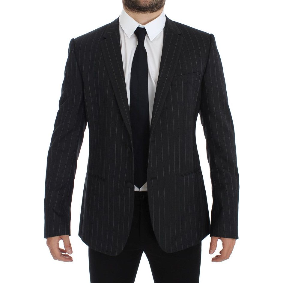 Dolce & Gabbana Chic Gray Striped Wool Blazer Jacket gray-striped-slim-fit-wool-blazer 223272-gray-striped-slim-fit-wool-blazer-3.jpg