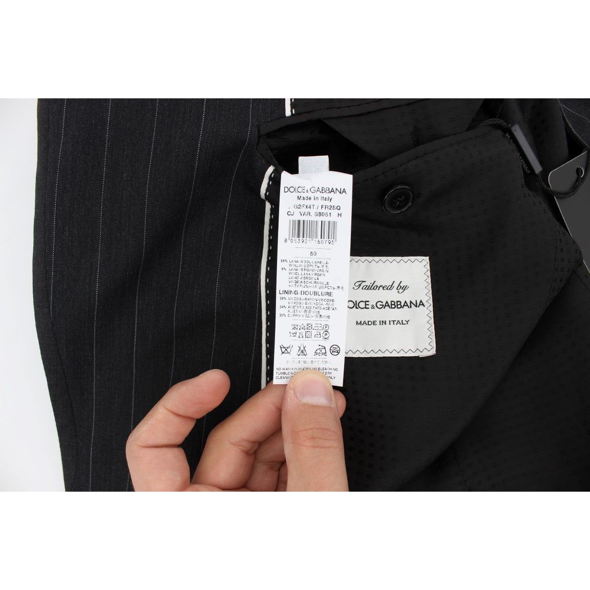 Dolce & Gabbana Chic Gray Striped Wool Blazer Jacket gray-striped-slim-fit-wool-blazer 223272-gray-striped-slim-fit-wool-blazer-8.jpg