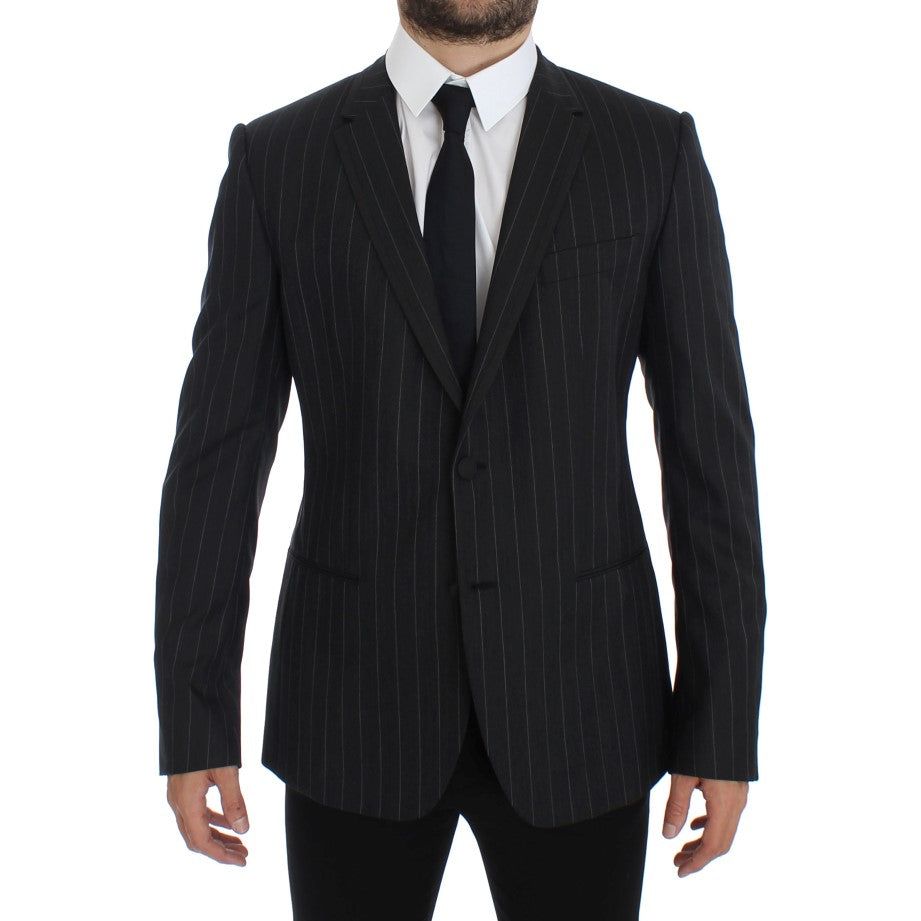 Dolce & Gabbana Chic Gray Striped Wool Blazer Jacket gray-striped-slim-fit-wool-blazer 223272-gray-striped-slim-fit-wool-blazer.jpg