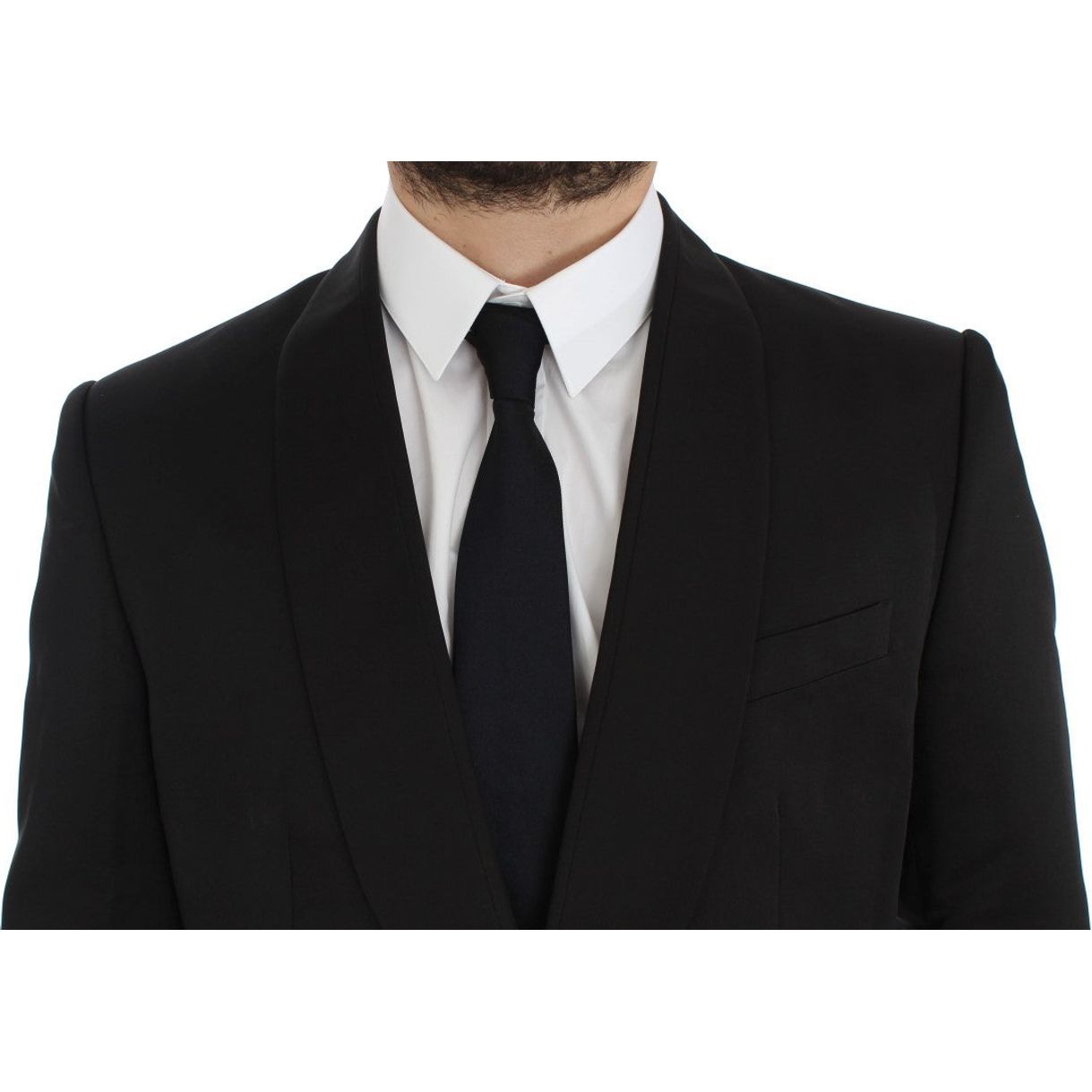 Dolce & Gabbana Exclusive Black Silk One Button Blazer black-silk-slim-one-button-blazer 223309-black-silk-slim-one-button-blazer-2.jpg