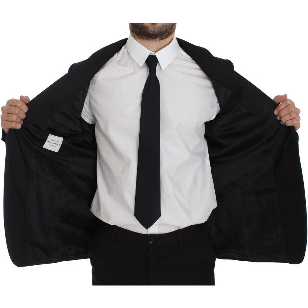 Dolce & Gabbana Exclusive Black Silk One Button Blazer black-silk-slim-one-button-blazer