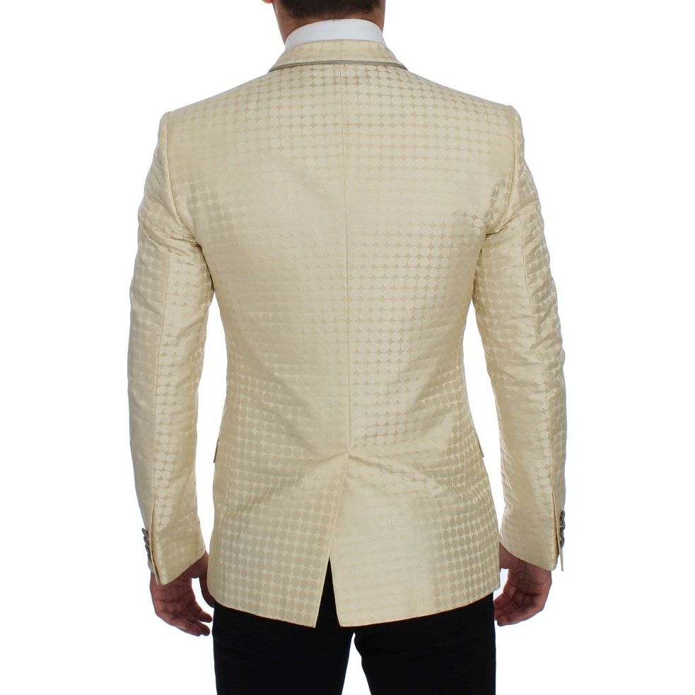 Dolce & Gabbana Sophisticated Beige Polka Dotted Blazer & Vest beige-polka-dot-silk-2-piece-blazer 223573-beige-polka-dot-silk-2-piece-blazer-2.jpg