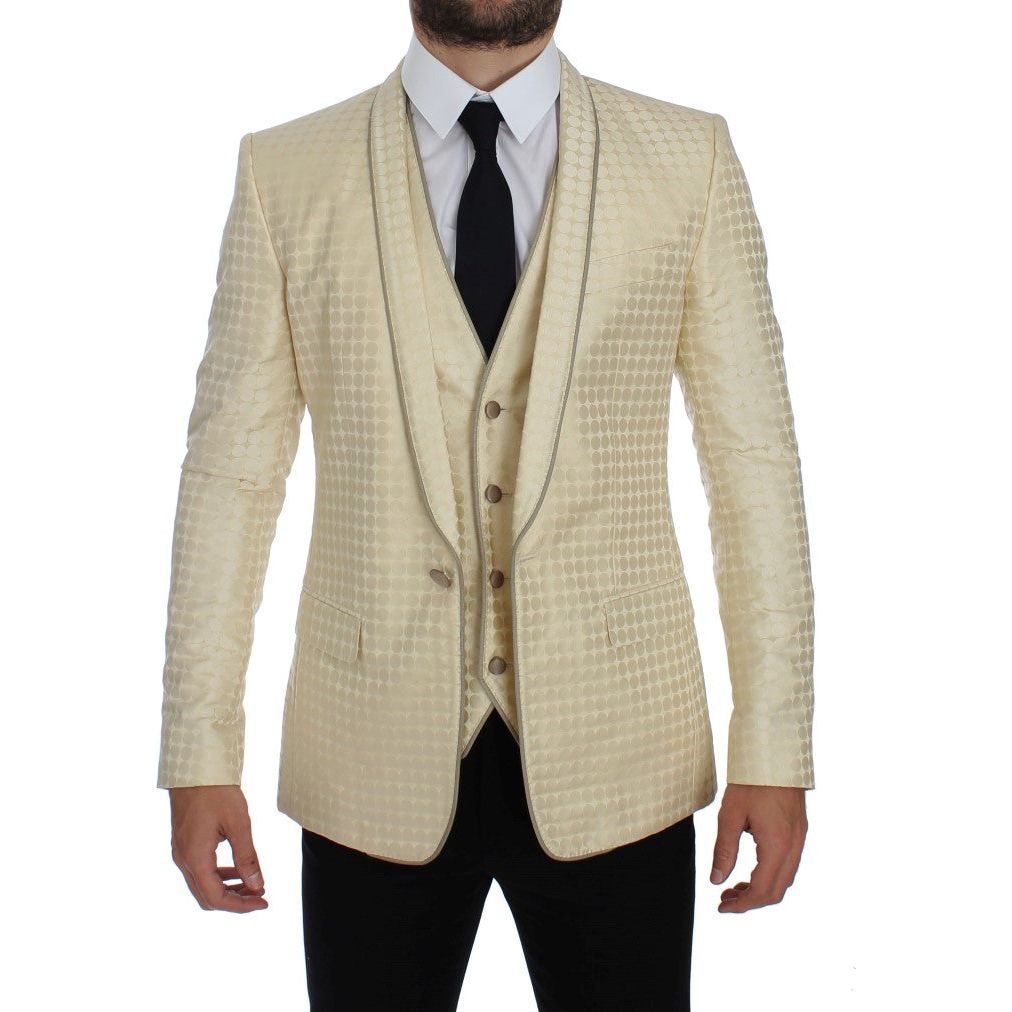 Dolce & Gabbana Sophisticated Beige Polka Dotted Blazer & Vest beige-polka-dot-silk-2-piece-blazer 223573-beige-polka-dot-silk-2-piece-blazer-4.jpg